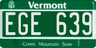 VT license plate EGE639