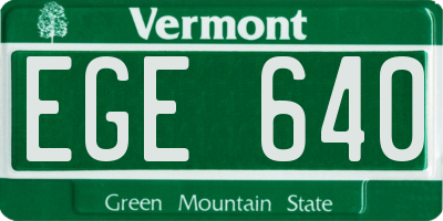 VT license plate EGE640