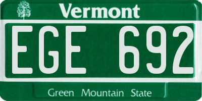 VT license plate EGE692
