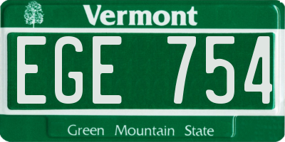 VT license plate EGE754