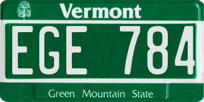 VT license plate EGE784