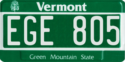 VT license plate EGE805