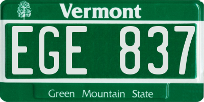 VT license plate EGE837