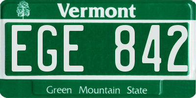 VT license plate EGE842