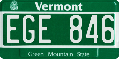 VT license plate EGE846