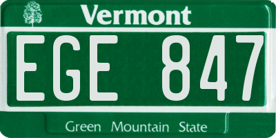 VT license plate EGE847