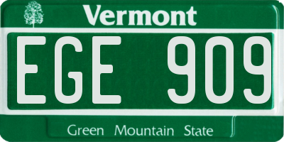 VT license plate EGE909