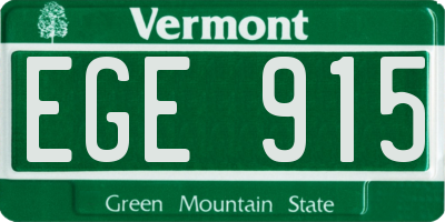 VT license plate EGE915