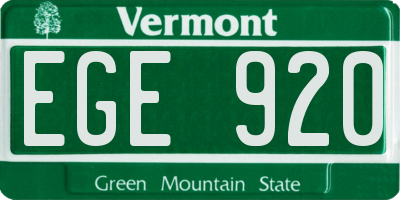 VT license plate EGE920