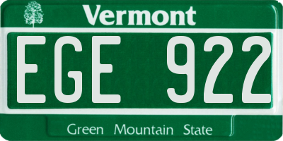 VT license plate EGE922