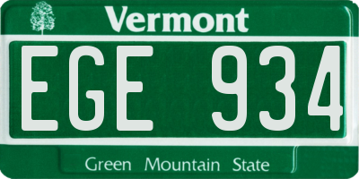 VT license plate EGE934