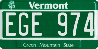 VT license plate EGE974