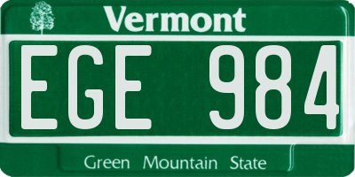 VT license plate EGE984