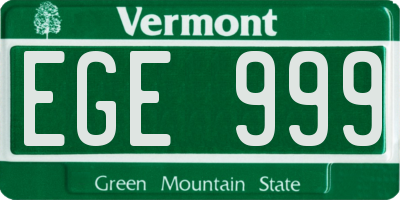 VT license plate EGE999