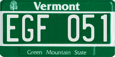 VT license plate EGF051
