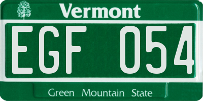 VT license plate EGF054