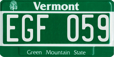 VT license plate EGF059