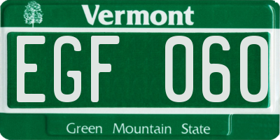 VT license plate EGF060