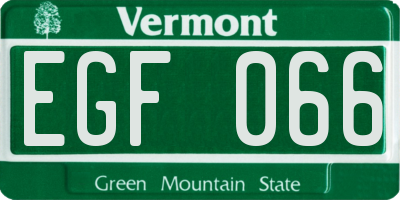 VT license plate EGF066