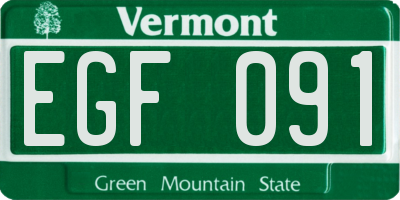 VT license plate EGF091