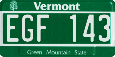 VT license plate EGF143