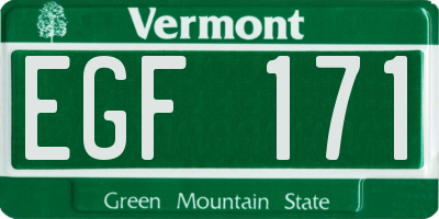 VT license plate EGF171