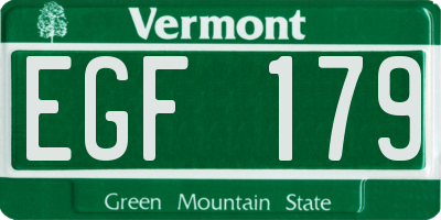 VT license plate EGF179