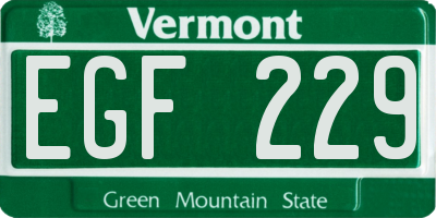 VT license plate EGF229