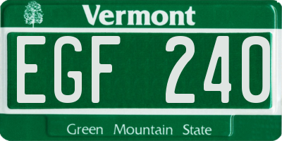 VT license plate EGF240