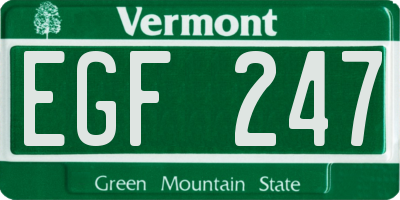 VT license plate EGF247
