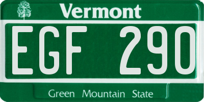 VT license plate EGF290