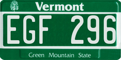 VT license plate EGF296
