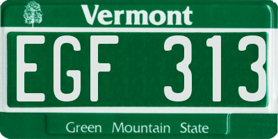VT license plate EGF313