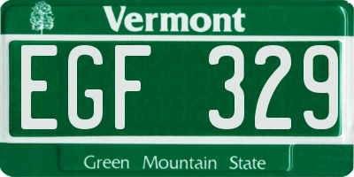 VT license plate EGF329