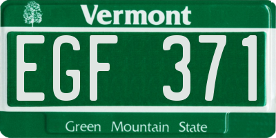 VT license plate EGF371