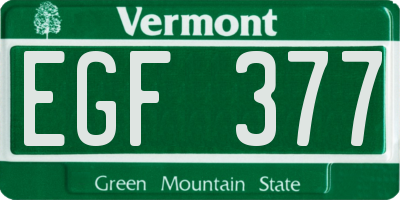 VT license plate EGF377