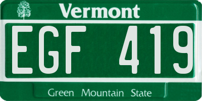 VT license plate EGF419