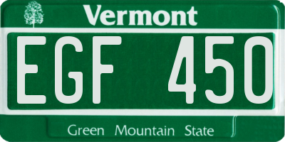 VT license plate EGF450
