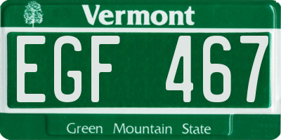 VT license plate EGF467