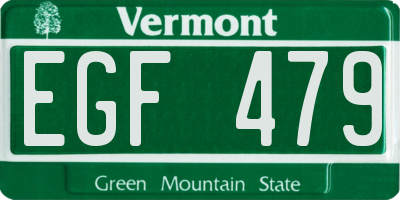 VT license plate EGF479