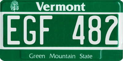 VT license plate EGF482