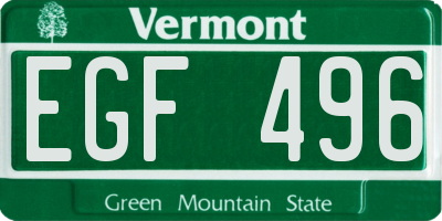 VT license plate EGF496