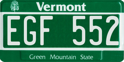 VT license plate EGF552