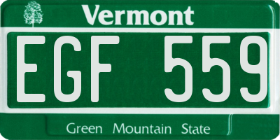 VT license plate EGF559