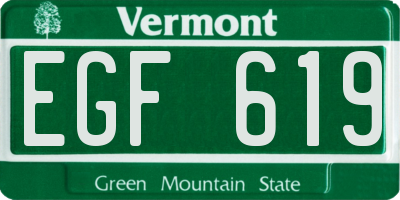 VT license plate EGF619