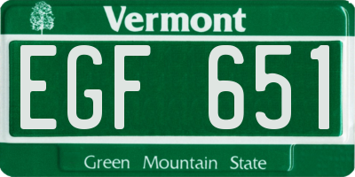VT license plate EGF651