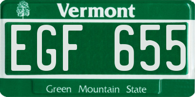 VT license plate EGF655