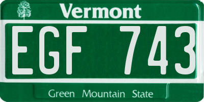 VT license plate EGF743