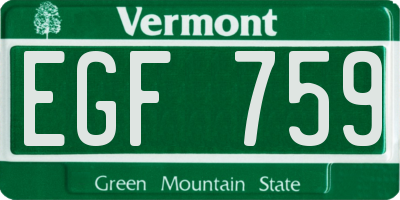 VT license plate EGF759