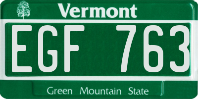VT license plate EGF763